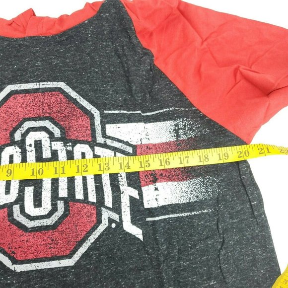 Varsity Mens Black Red Ohio State Authentic Apparel Hooded Pullover T Shirt Sz L - Picture 10 of 14